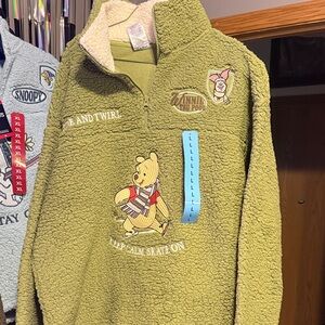Winnie the Pooh Olive Green Sherpa Pullover Turtleneck